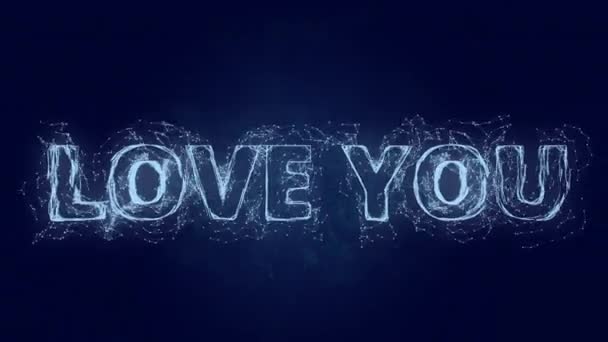 Love You text. Плексус с текстом "Люблю тебя". Плексус. 4K видео — стоковое видео