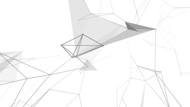 Plexus fantezi soyut teknolojisi. Hareket eden çizgiler, noktalar ve üçgenlerle soyut geometrik arkaplan. - Bilim. Tıp ve teknoloji.