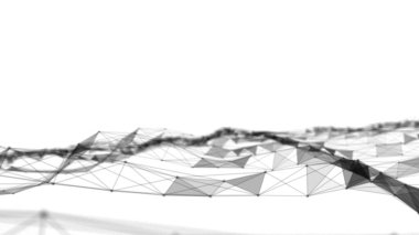 Plexus fantezi soyut teknolojisi. Hareket eden çizgiler, noktalar ve üçgenlerle soyut geometrik arkaplan. - Bilim. Tıp ve teknoloji.