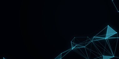 Soyut güzel geometrik arkaplan. Soyut pleksus fütüristik, karanlık bir arka planı olan çokgen uzay. Pleksus fantezisi. Soyut teknoloji