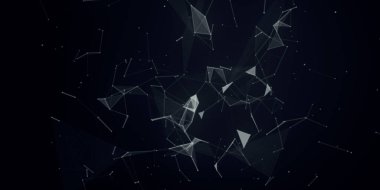 Soyut güzel geometrik arkaplan. Soyut pleksus fütüristik, karanlık bir arka planı olan çokgen uzay. Pleksus fantezisi. Soyut teknoloji
