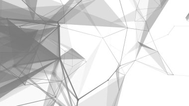 Plexus fantezi soyut teknolojisi. Hareket eden çizgiler, noktalar ve üçgenlerle soyut geometrik arkaplan. - Bilim. Tıp ve teknoloji.