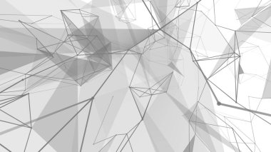 Plexus fantezi soyut teknolojisi. Hareket eden çizgiler, noktalar ve üçgenlerle soyut geometrik arkaplan. - Bilim. Tıp ve teknoloji.
