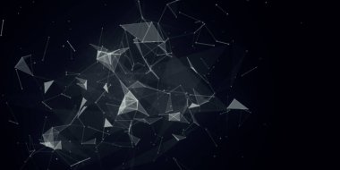 Soyut güzel geometrik arkaplan. Soyut pleksus fütüristik, karanlık bir arka planı olan çokgen uzay. Pleksus fantezisi. Soyut teknoloji