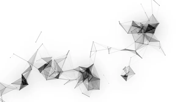 Plexo fantasia tecnologia abstrata. Fundo geométrico abstrato com linhas móveis, pontos e triângulos. Ciência. Medicina e tecnologia — Fotografia de Stock