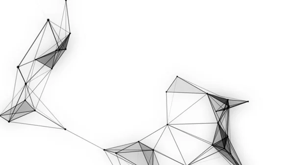 Plexus fantasy abstrakcyjna technologia. Streszczenie geometrycznego tła z ruchomymi liniami, kropkami i trójkątami. Nauka. Medycyna i technologia — Zdjęcie stockowe