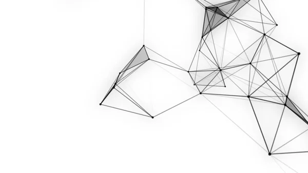 Plexo fantasía tecnología abstracta. Fondo geométrico abstracto con líneas móviles, puntos y triángulos. Ciencia. Medicina y tecnología —  Fotos de Stock