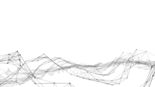 Plexo fantasía tecnología abstracta. Fondo geométrico abstracto con líneas móviles, puntos y triángulos. Ciencia. Medicina y tecnología —  Fotos de Stock