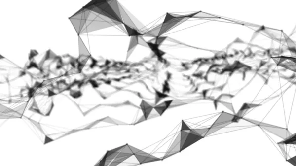 Фантастична абстрактна технологія Plexus. Анотація геометричного фону з рухомими лініями, точками і трикутниками. Наука. Медицина і технології — стокове фото