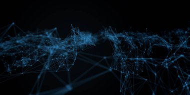 Soyut güzel geometrik arkaplan. Soyut pleksus fütüristik, karanlık bir arka planı olan çokgen uzay. Pleksus fantezisi. Soyut teknoloji