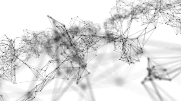 Plexus fantasie abstracte technologie. Abstracte geometrische achtergrond met bewegende lijnen, stippen en driehoeken. Wetenschap. Geneeskunde en technologie — Stockfoto