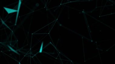 Soyut güzel geometrik arkaplan. Soyut pleksus fütüristik, karanlık bir arka planı olan çokgen uzay. Pleksus fantezisi. Soyut teknoloji