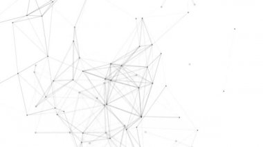 Plexus fantezi soyut teknolojisi. Hareket eden çizgiler, noktalar ve üçgenlerle soyut geometrik arkaplan. - Bilim. Tıp ve teknoloji. Döngü canlandırmaları