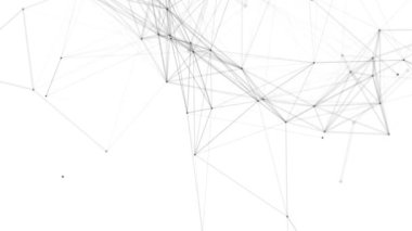 Plexus fantezi soyut teknolojisi. Hareket eden çizgiler, noktalar ve üçgenlerle soyut geometrik arkaplan. - Bilim. Tıp ve teknoloji. Döngü canlandırmaları