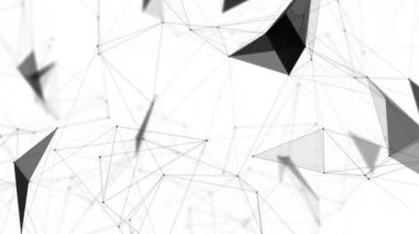 Plexus fantezi soyut teknolojisi. Hareket eden çizgiler, noktalar ve üçgenlerle soyut geometrik arkaplan. - Bilim. Tıp ve teknoloji. Döngü canlandırmaları