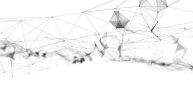 Plexus fantezi soyut teknolojisi. Hareket eden çizgiler, noktalar ve üçgenlerle soyut geometrik arkaplan. - Bilim. Tıp ve teknoloji. Döngü canlandırmaları