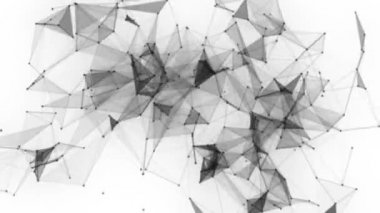 Plexus fantezi soyut teknolojisi. Hareket eden çizgiler, noktalar ve üçgenlerle soyut geometrik arkaplan. - Bilim. Tıp ve teknoloji. Döngü canlandırmaları