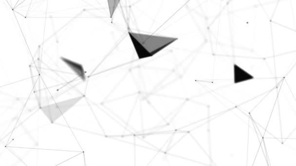 Plexus fantasy elvont technológia. Absztrakt geometriai háttér mozgó vonalakkal, pontokkal és háromszögekkel. Tudomány. Gyógyszer és technológia. Hurokanimációk — Stock videók