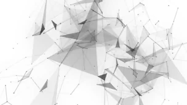 Plexus fantasy elvont technológia. Absztrakt geometriai háttér mozgó vonalakkal, pontokkal és háromszögekkel. Tudomány. Gyógyszer és technológia. Hurokanimációk — Stock videók