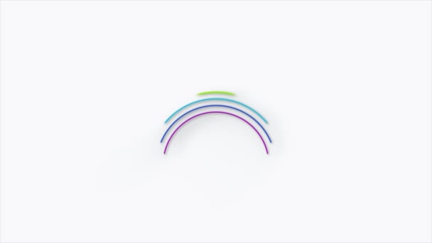 Animation av utseendet på regnbågen från bollarna. Regnbåge för hopp och önskan skapar optimism. Allt kommer att ordna sig. Sommarsymbol. Mall för design eller bakgrund för barn — Stockvideo