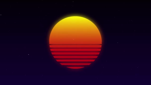 Retro-futuristic 80s synthwave sun grid background. Seamless looped opener — Vídeos de Stock