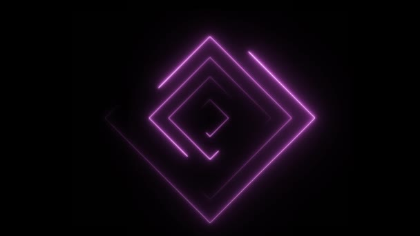Abstract seamless loop neon square. Purple neon square hi-tech motion background seamless loop. Video 3D animation — Stockvideo
