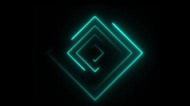 Abstract seamless loop neon square. Blue neon square hi-tech motion background seamless loop. Video 3D animation