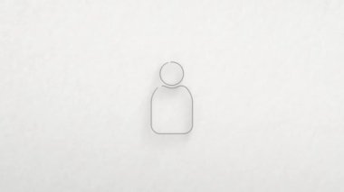 Renk çizim efektli bir kişi simgesi. Karalama animasyonu. 4K