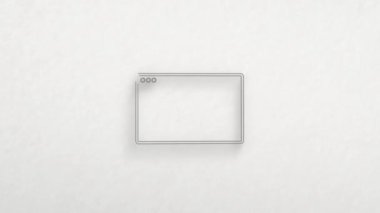 Renk çizim efektli tarayıcı pencere simgesi. Karalama animasyonu. 4K