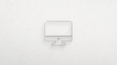 Computer monitor icon with color drawing effect. Doodle animation. 4K