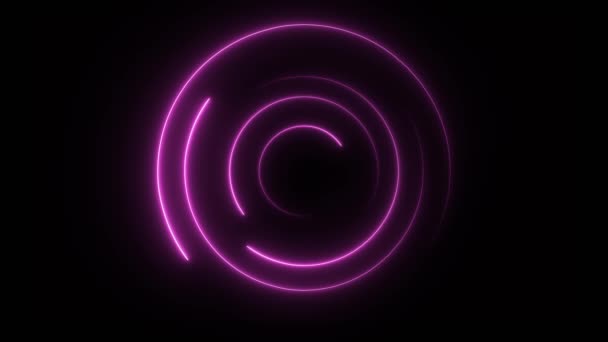 Abstrato círculo de néon sem costura loop. Círculos de néon roxo oi-tech movimento fundo sem costura loop. Animação 3D de vídeo — Vídeo de Stock