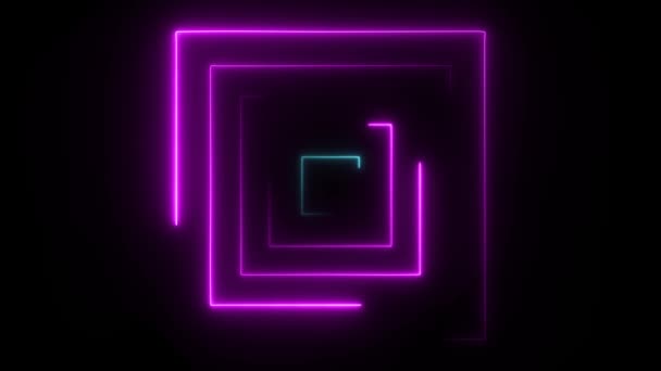 Abstrakcyjny bezszwowy neonowy kwadrat pętli. Niebieski i fioletowy neon kwadratowy hi-tech ruchu tło bezszwowe pętli. Animacja wideo 3D — Wideo stockowe
