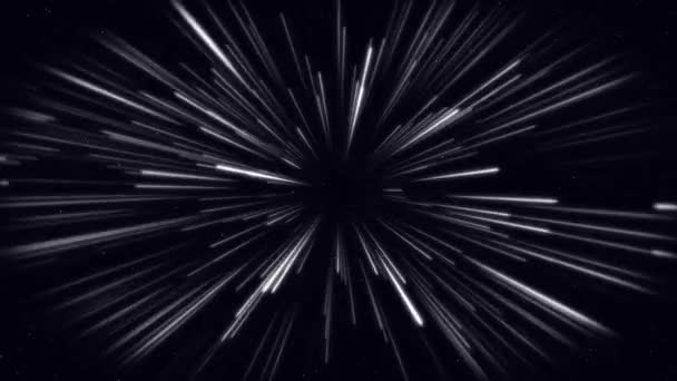 Slowly flying through space then entering hyperspace and slowing down. Colorful speed of light seamless loop animation — 비디오