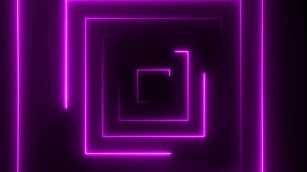 Abstract seamless loop neon square. Purple neon square hi-tech motion background seamless loop. Video 3D animation — ストック動画