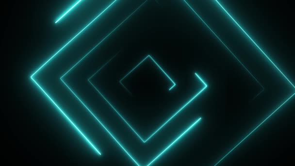 Abstract seamless loop neon square. Blue neon square hi-tech motion background seamless loop. Video 3D animation — стоковое видео