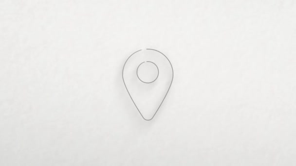 GPS location pointer icon with color drawing effect. Doodle animation. 4K — Vídeo de Stock