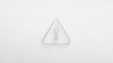 Renk çizim efektli üçgen ekran simgesinde ünlem işareti. Karalama animasyonu. 4K