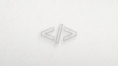 Renk çizim efektli kodlama html simgesi. Karalama animasyonu. 4K