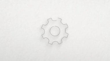 Renkli çizim efektli dişli tekerlek simgesi. Karalama animasyonu. 4K