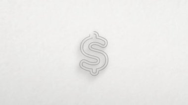 Renk çizim efektli dolar sembolü. Karalama animasyonu. 4K