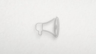 Renk çizim efektli megafon simgesi. Karalama animasyonu. 4K