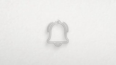 Renk çizim efektli çan simgesi. Karalama animasyonu. 4K