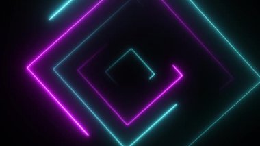 Abstract seamless loop neon square. Blue and purple neon square hi-tech motion background seamless loop. Video 3D animation