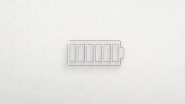 Renk çizim efektli pil simgesi. Karalama animasyonu. 4K