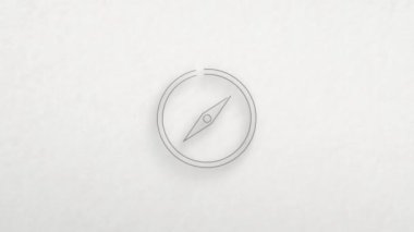 Compass icon with color drawing effect. Doodle animation. 4K