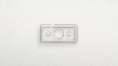 Renk çizim efektli banknot dolar simgesi. Karalama animasyonu. 4K