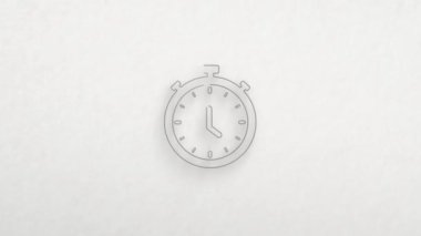 Stopwatch icon with color drawing effect. Doodle animation. 4K