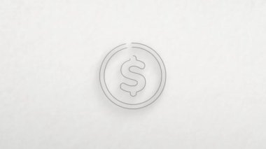 Renk çizim efektli dolar sembolü. Karalama animasyonu. 4K