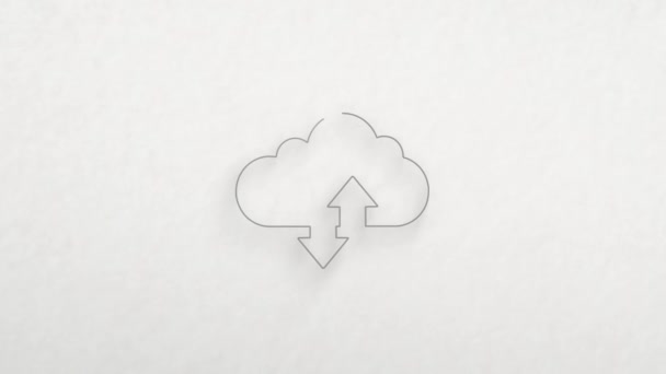 Cloud download and upload icon with color drawing effect. Doodle animation. 4K — Stock video
