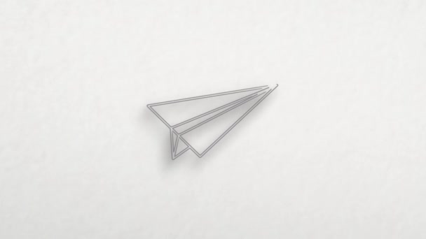 Paper plane icon with color drawing effect. Doodle animation. 4K — 비디오